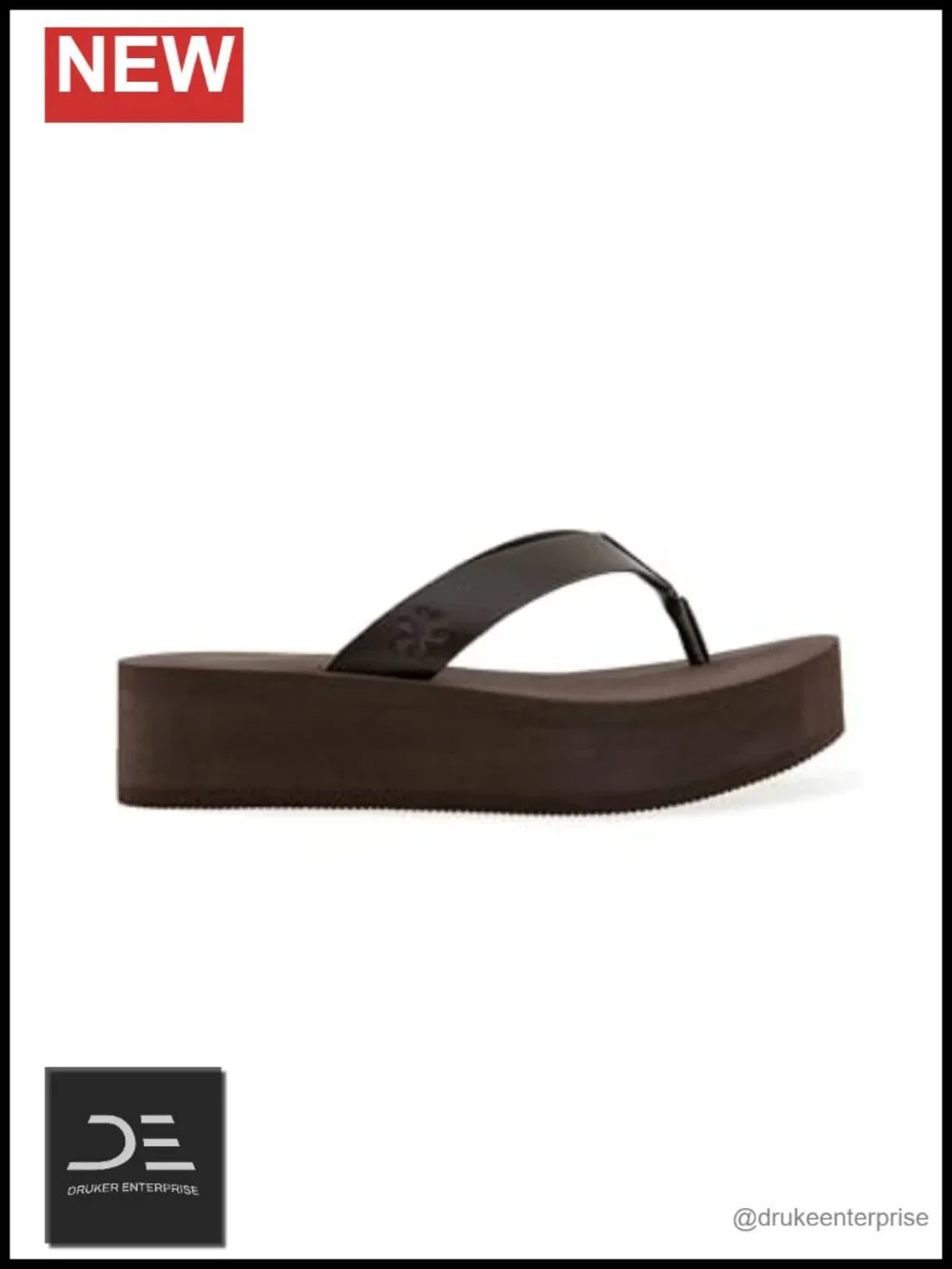 Faux Leather Wedge Sandals Women Slip On Round Toe Thong